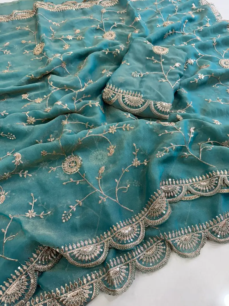 Moss Chiffon multi sequential saree - Image 7 in Hyderabad